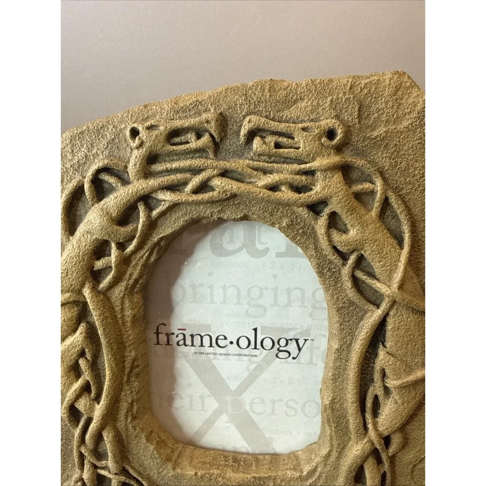 Rare Celtic Knot Dragon 4 X 6 Photo Frame Resin Stone Picture Frame Rustic Decor
